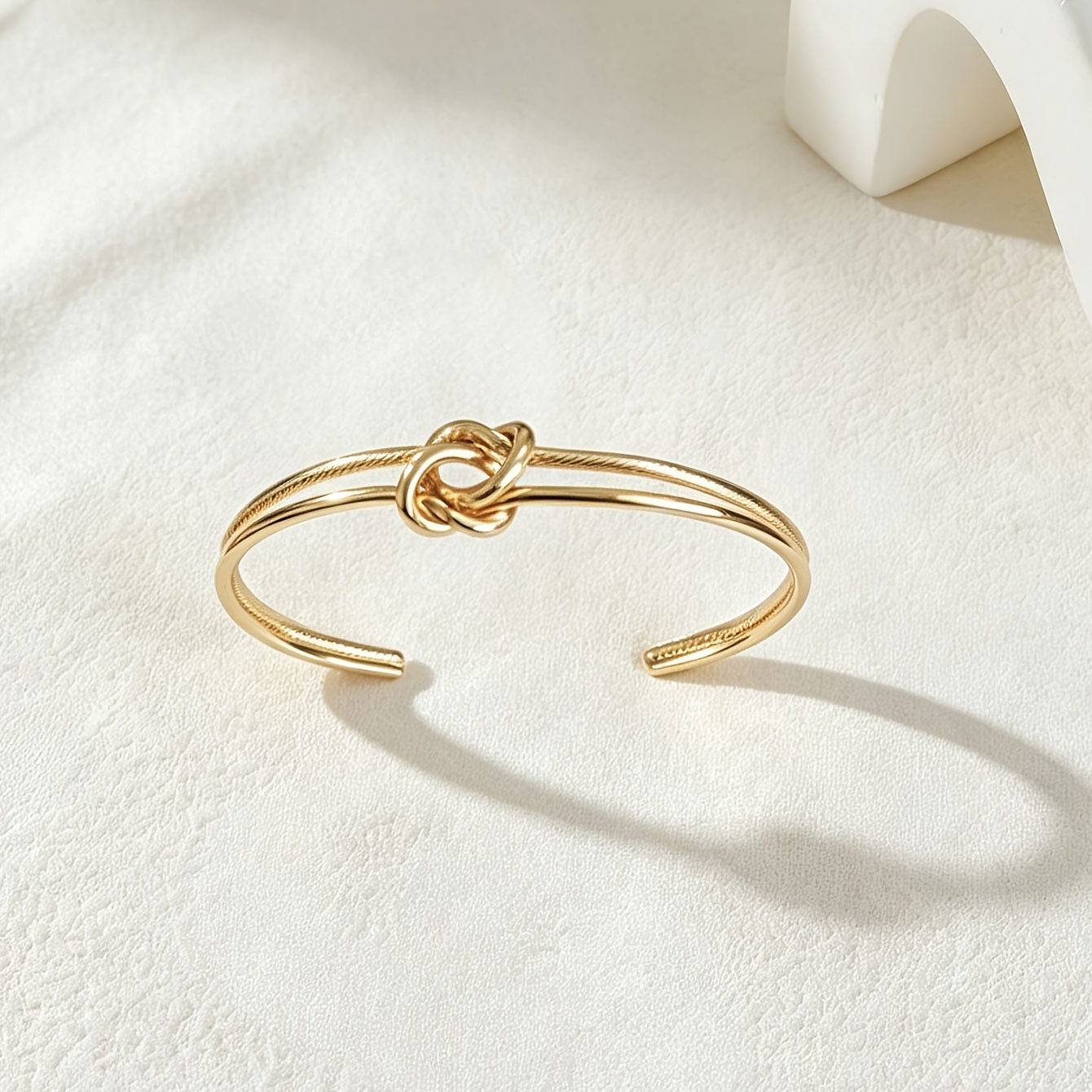 Women's Double-layer Knotted Open Bangle Bracelet